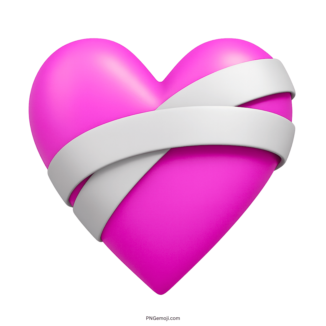 3D mending heart emoji with white bandage wrapped across pink heart shape