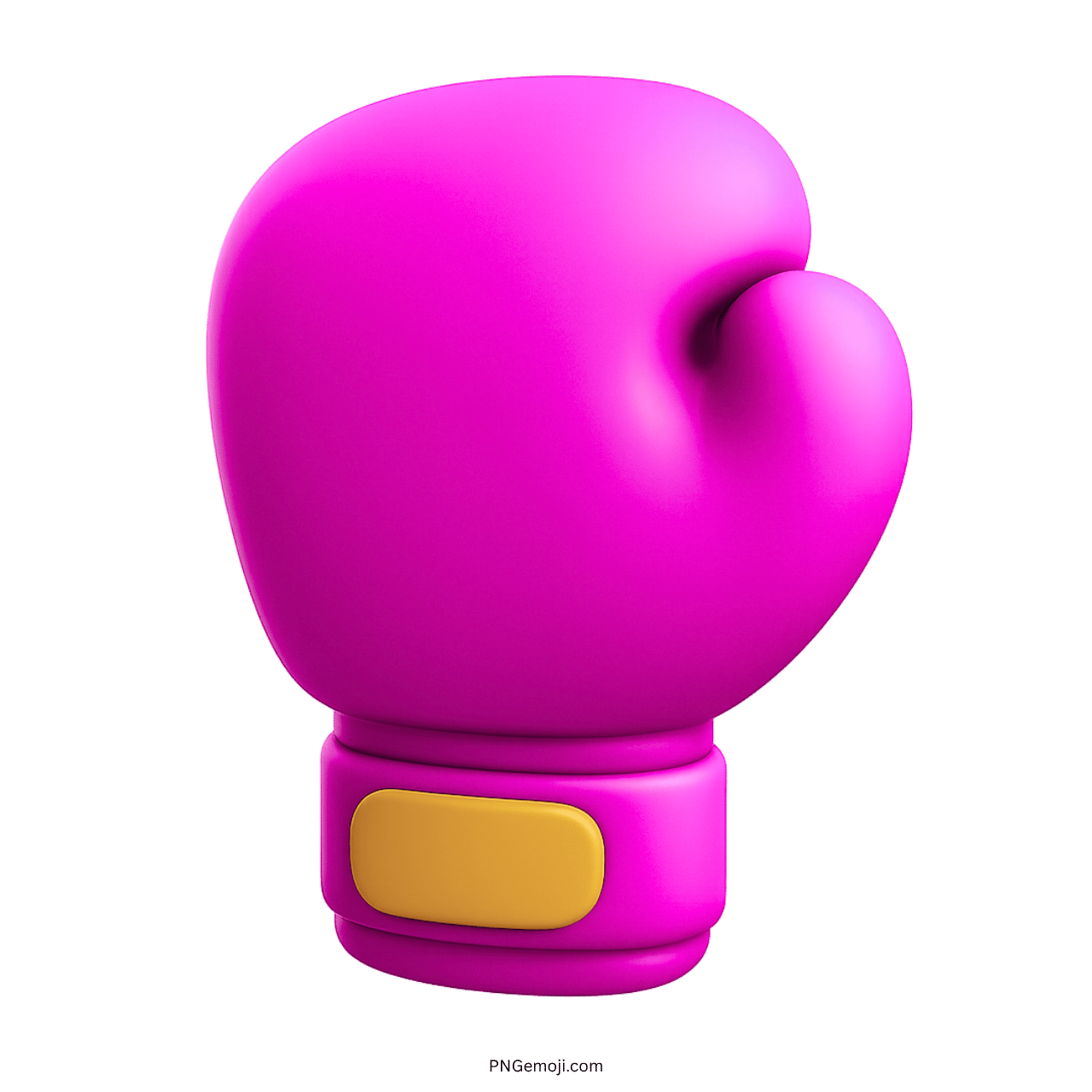 3D pink boxing glove emoji icon with yellow strap and transparent background