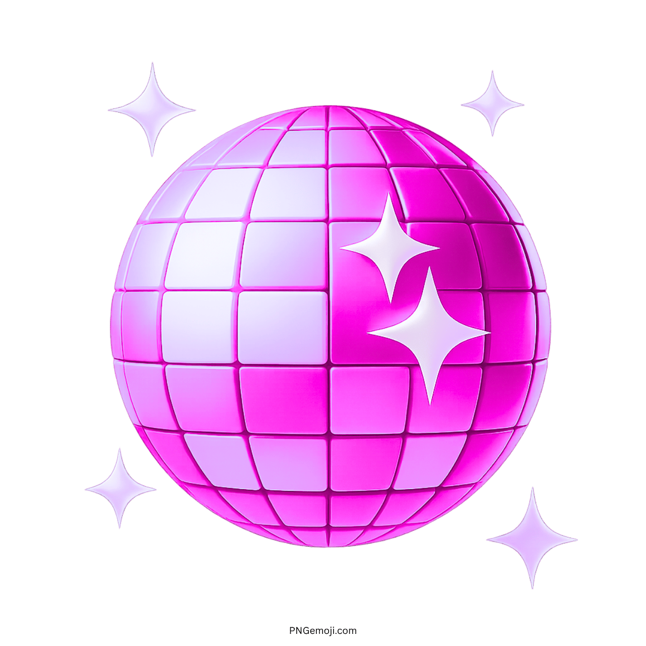 3D pink disco ball emoji with sparkles and glamorous party celebration effect