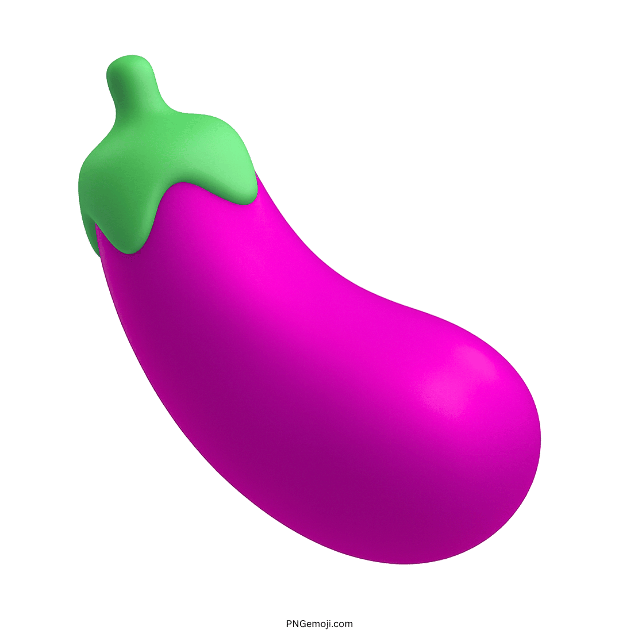 3D pink eggplant emoji vegetable icon with green stem PNG on transparent background