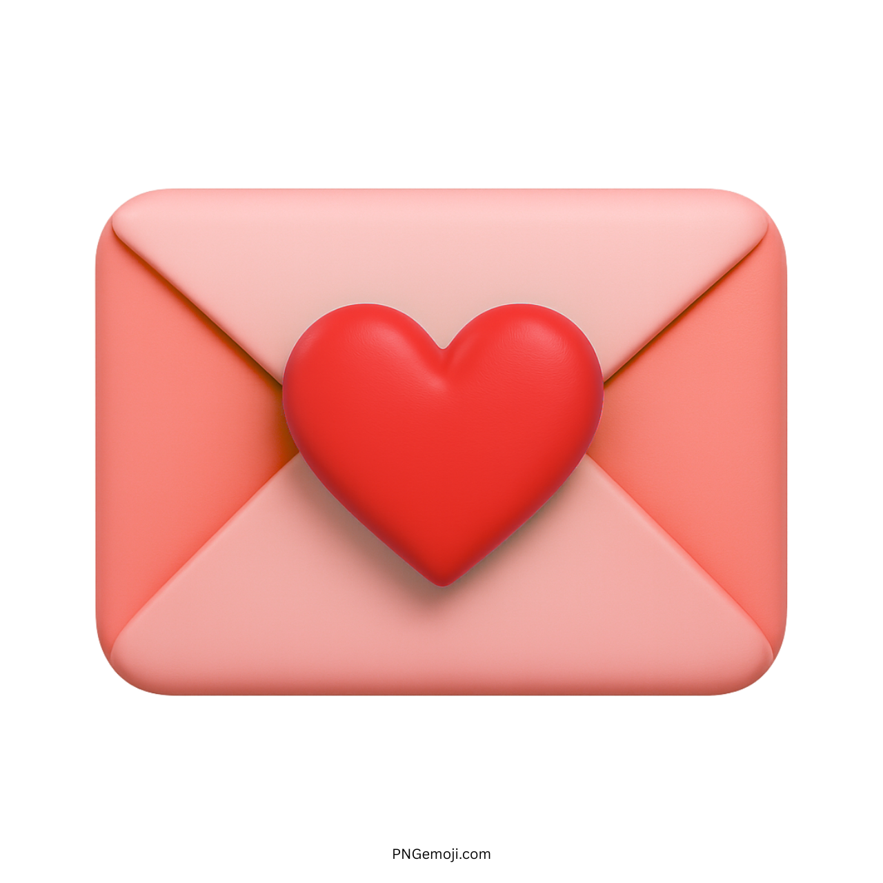 3D pink love letter emoji with red heart for romance, care, or affectionate notes