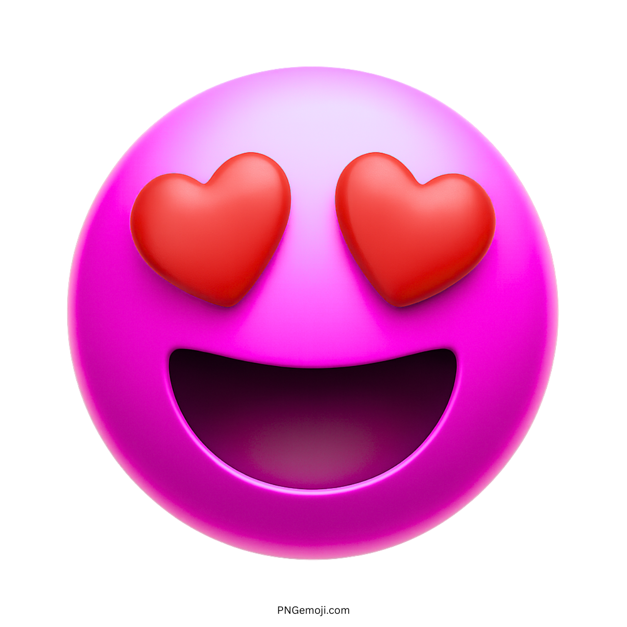 3D pink heart eyes emoji smiley face expressing love and happiness in clipart style