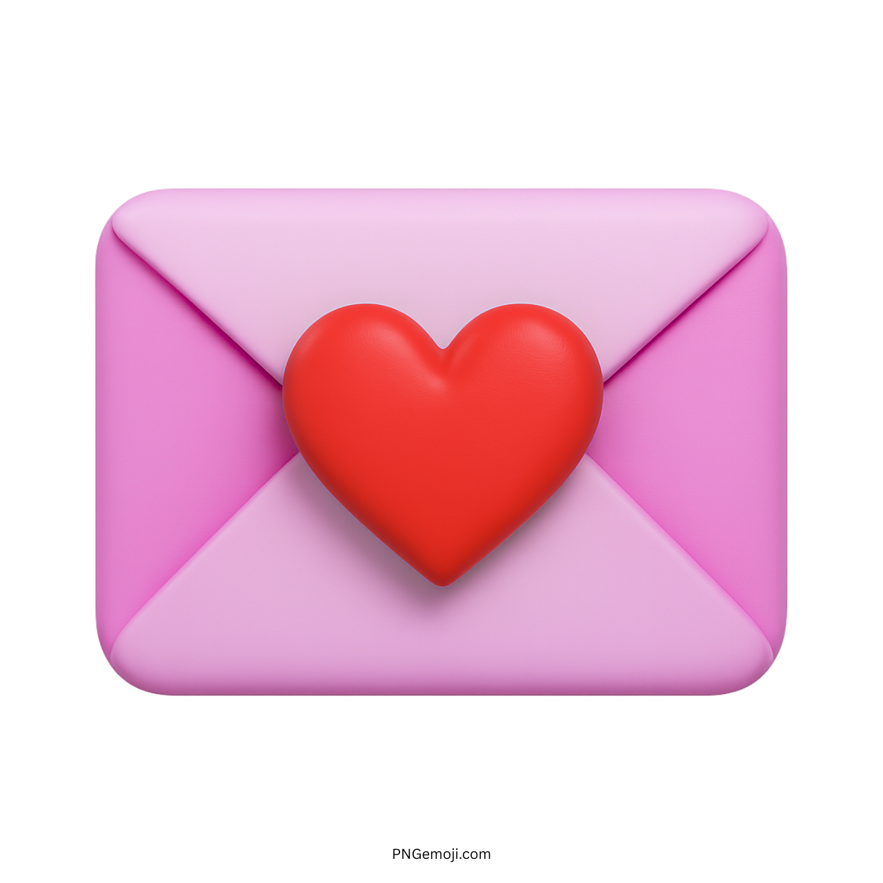 3D pink and purple envelope with red heart emoji for romantic love messages