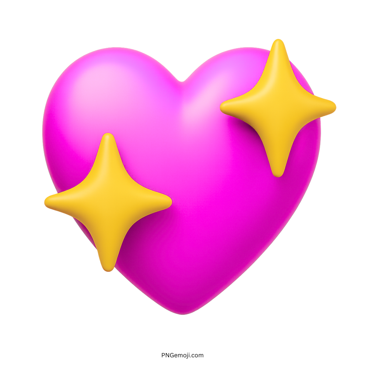 3D pink heart emoji with golden sparkles and vibrant glossy finish design
