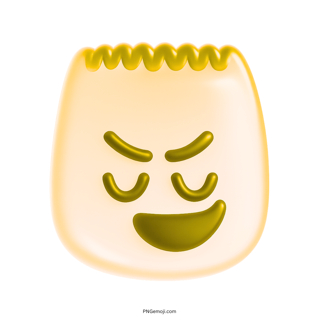 3D proud golden TikTok emoji with stylish hair and confident smug expression