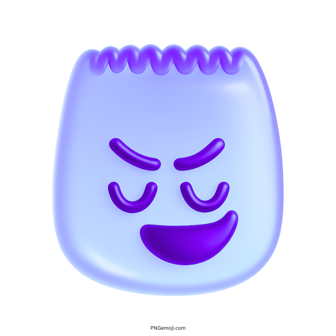 3D proud purple-blue TikTok emoji with stylish smug face and trendy hairstyle