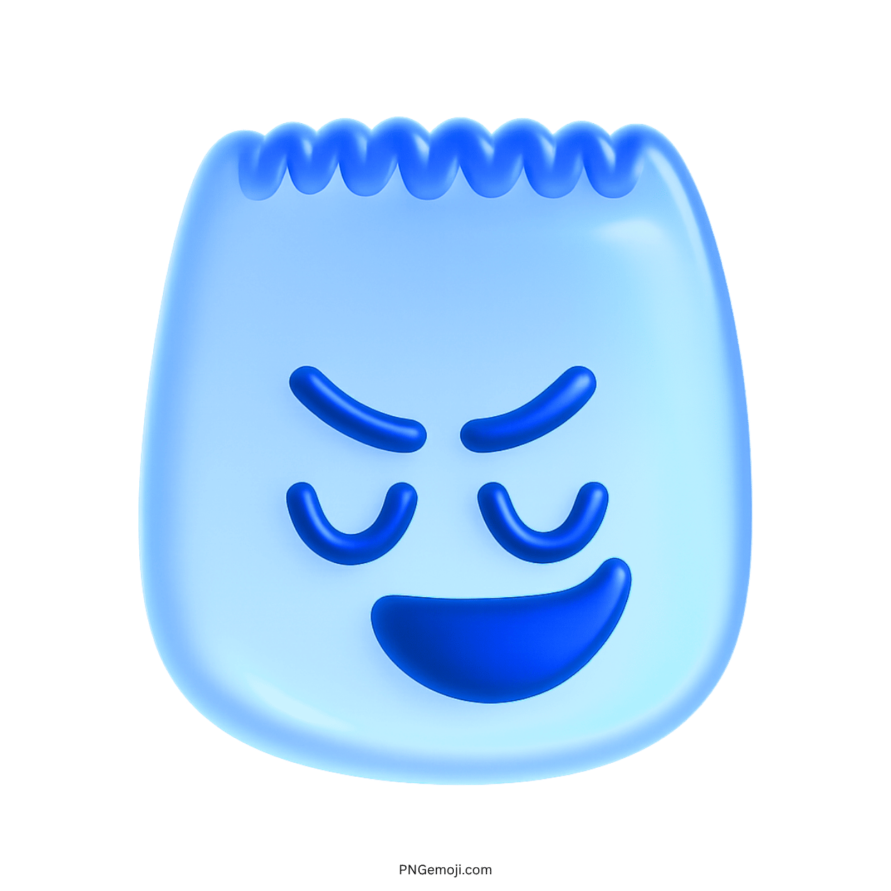 3D proud TikTok emoji with confident facial expression and wavy hairstyle in blue