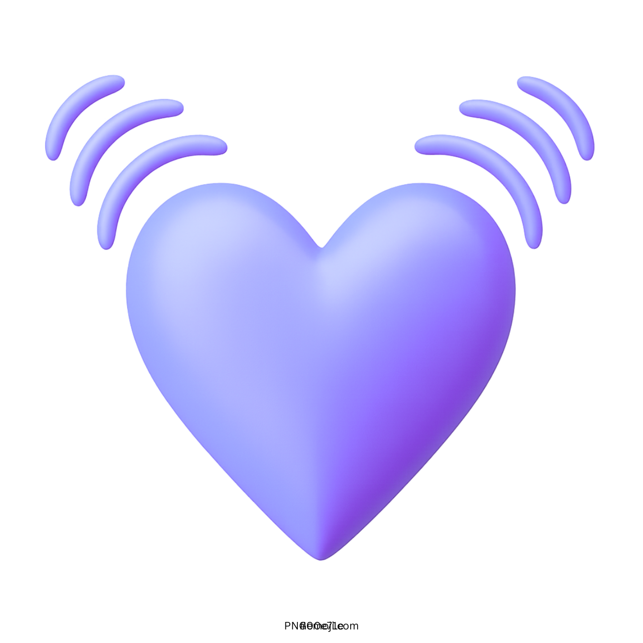 3D purple heart emoji beating with motion lines, isolated on transparent background
