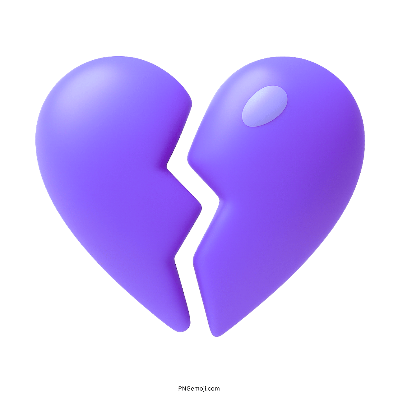 3D purple broken heart emoji showing emotional pain, heartbreak, or romantic sadness