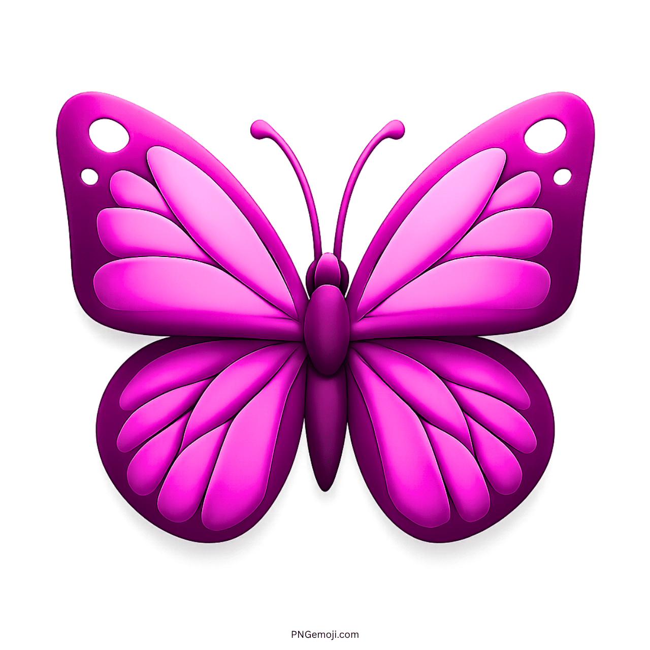 3D purple butterfly emoji with bright layered wings and transparent PNG background
