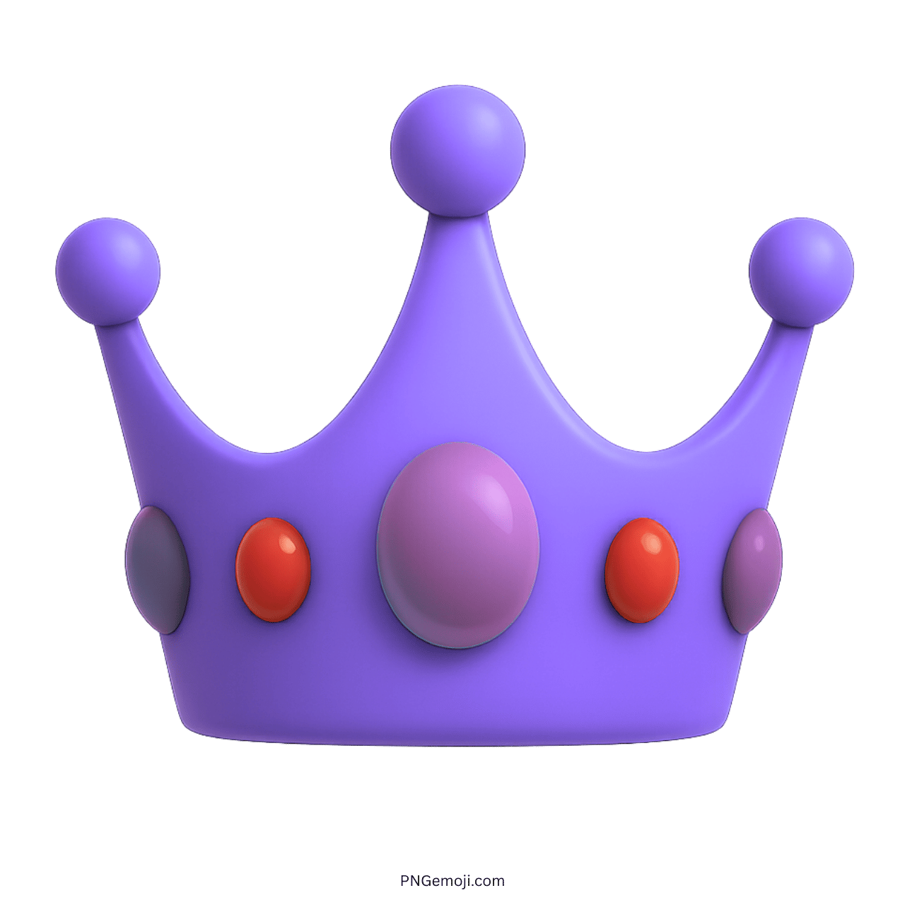 3D purple crown emoji with red and pink jewel accents on transparent background