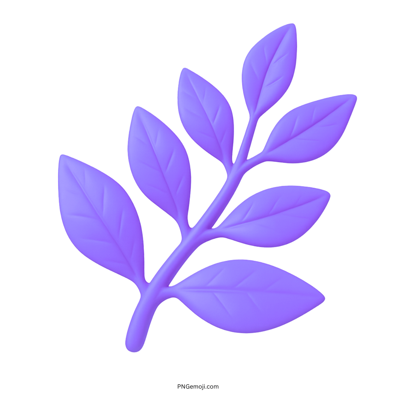 Stylish purple 3D herb emoji branch with nine detailed leaves and smooth texture