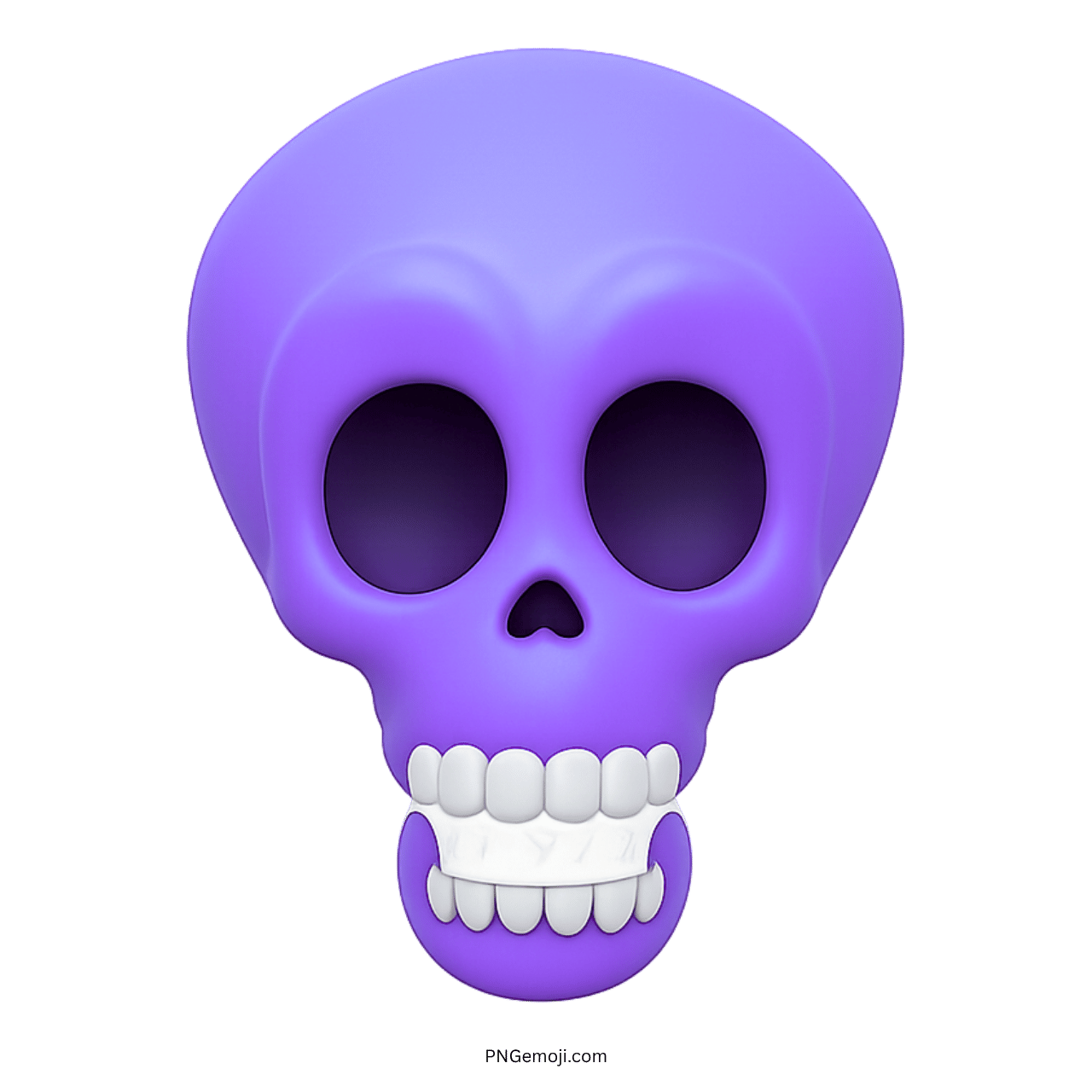 3D purple shocked skull emoji with wide eyes and white teeth
