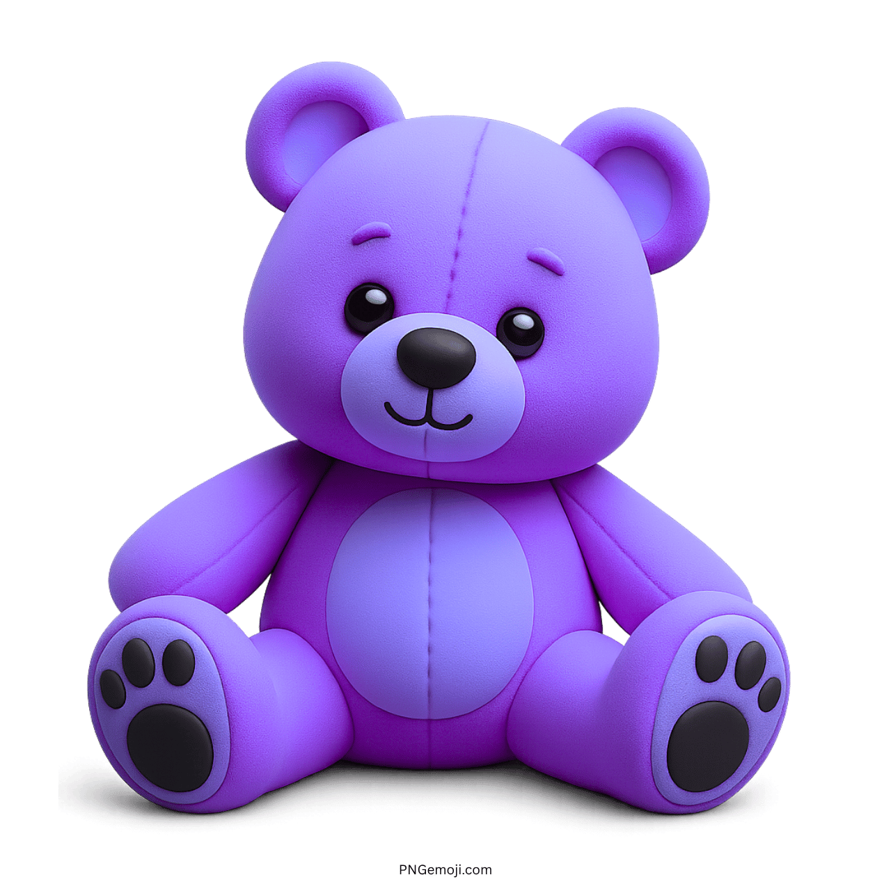 Purple 3D teddy bear emoji with soft stitched design and playful cartoon style