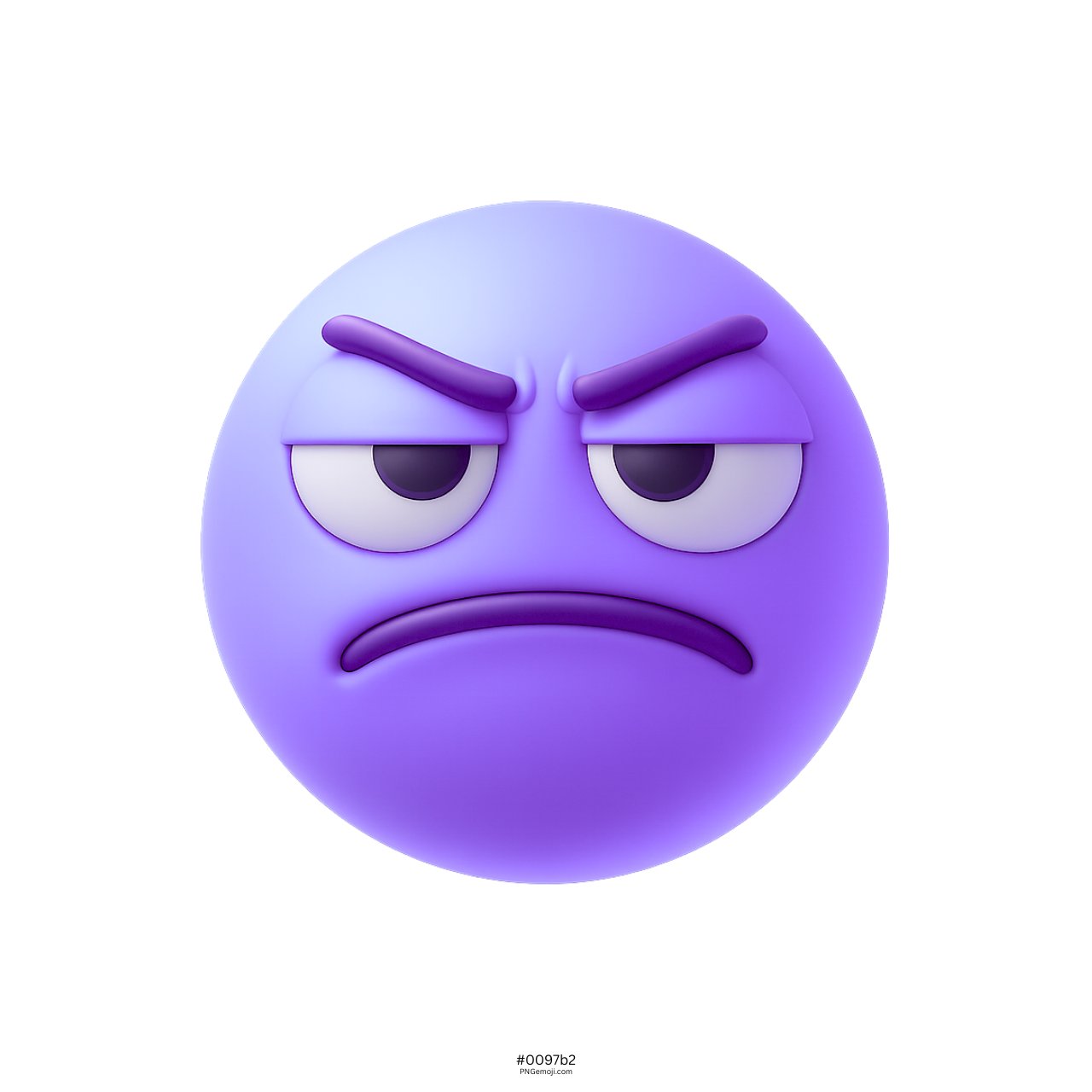 3D purple unamused face emoji with frowning mouth and unimpressed bored eyes