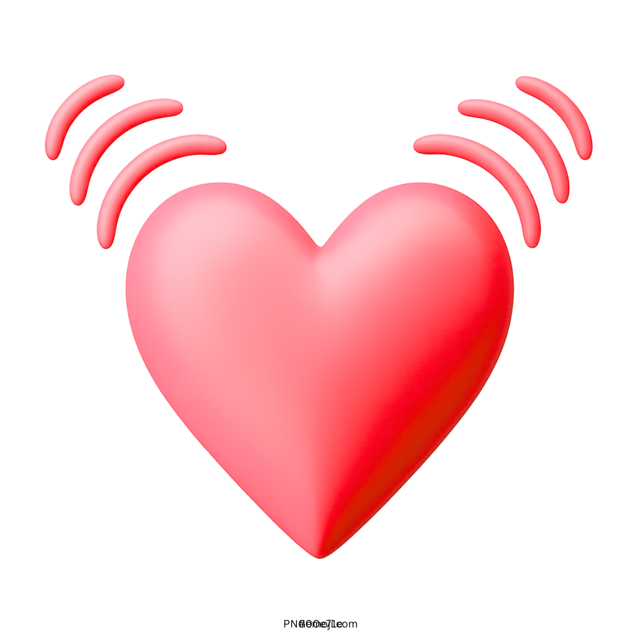 3D red beating heart emoji with motion lines and transparent PNG