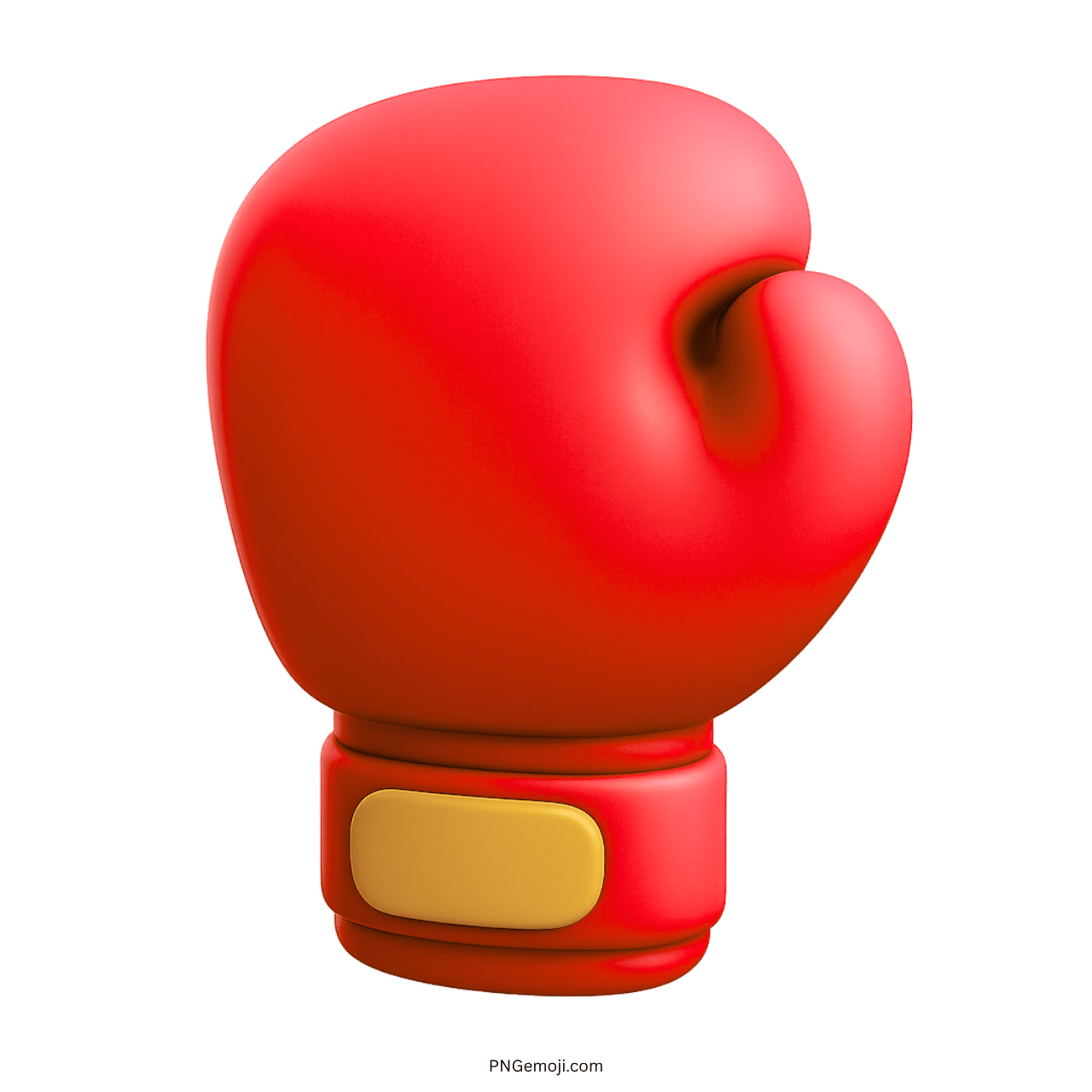 3D red boxing glove emoji with yellow wrist strap on transparent PNG background