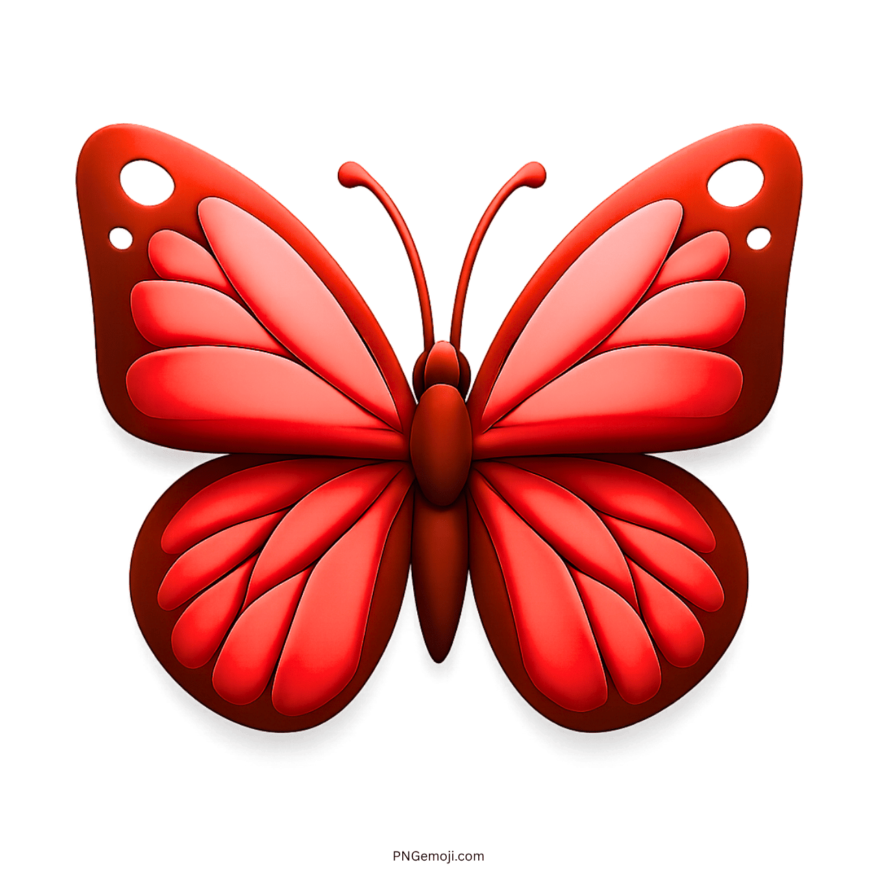 3D red butterfly emoji with glowing layered wings and transparent PNG background