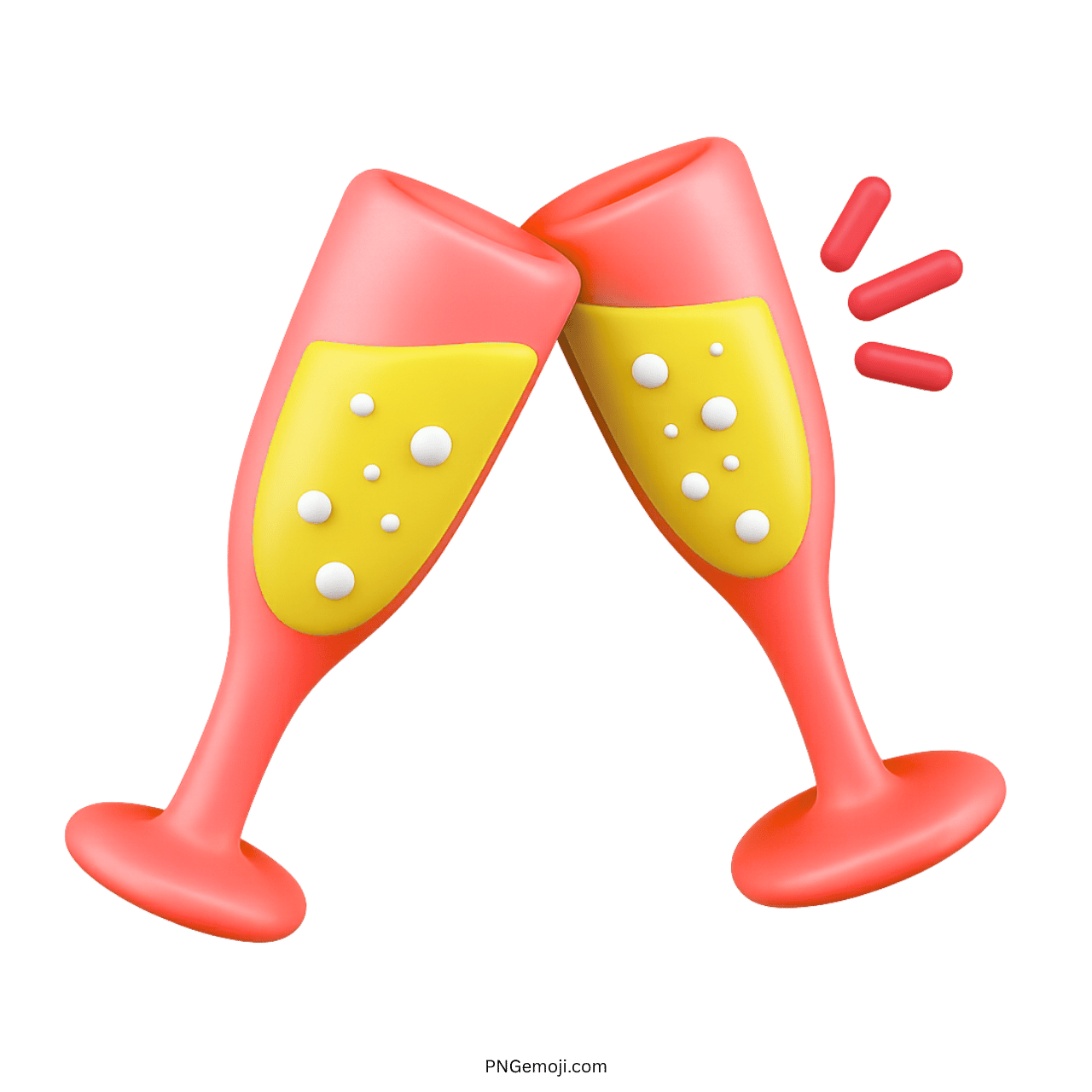 3D red clinking champagne glasses emoji for party, toast, cheers, and celebration vibes