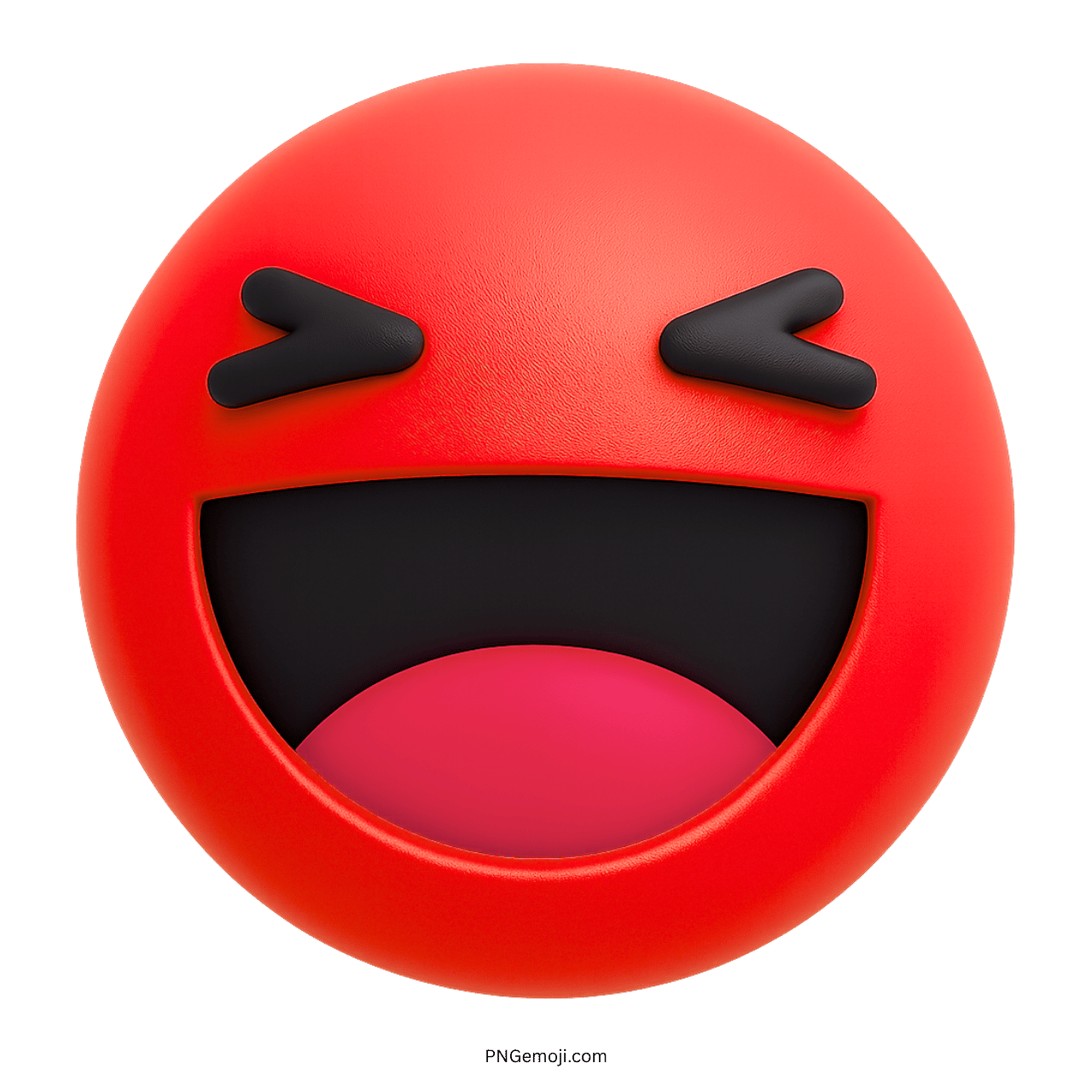 3D red Facebook Haha emoji with closed eyes and big open laughing mouth