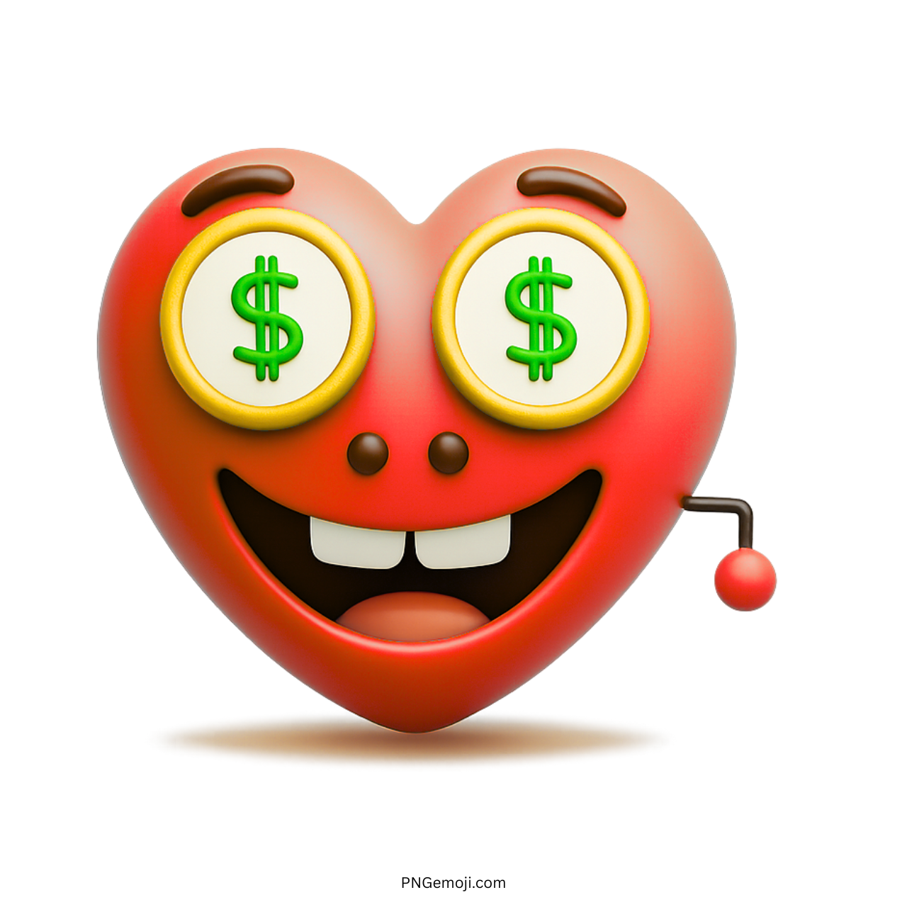 3D red heart emoji with dollar sign eyes and joyful greedy smile expression