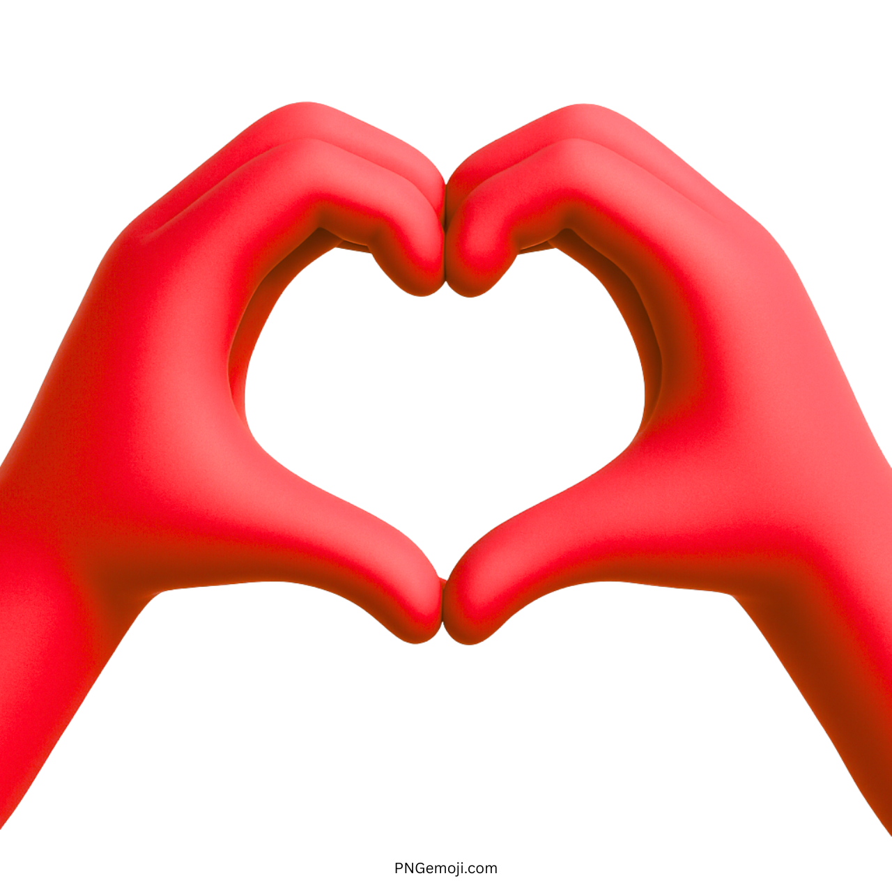 3D red hands forming heart shape symbolizing deep love, passion, and care emoji