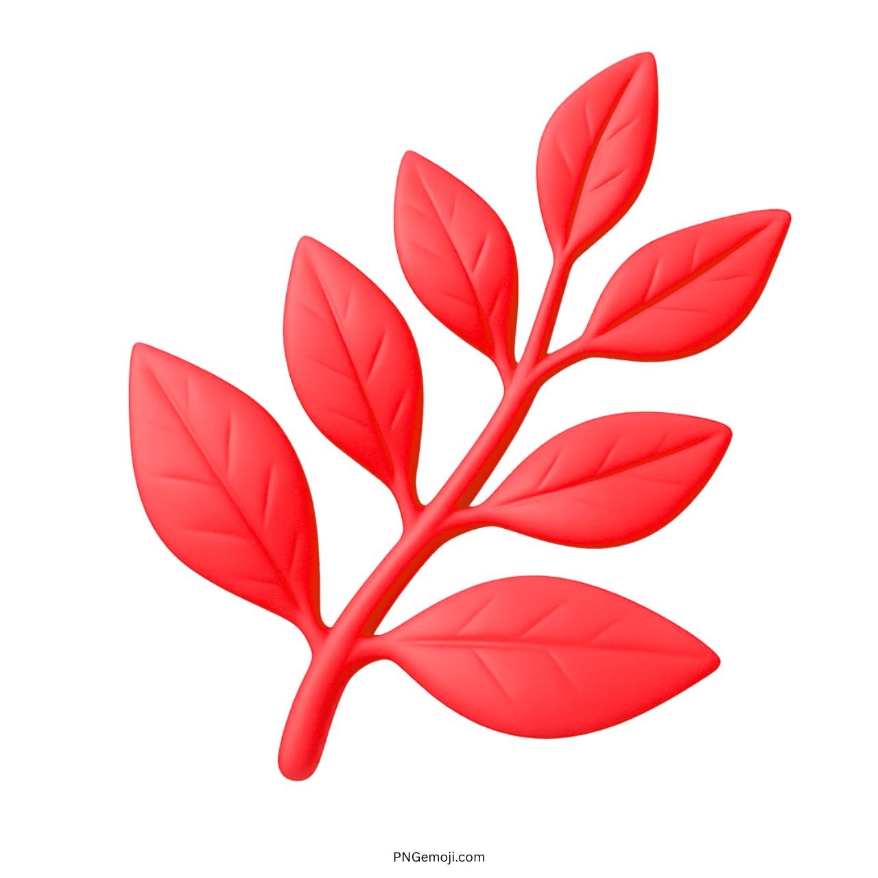 Vibrant red 3D herb emoji branch with smooth nine leaves and glossy finish