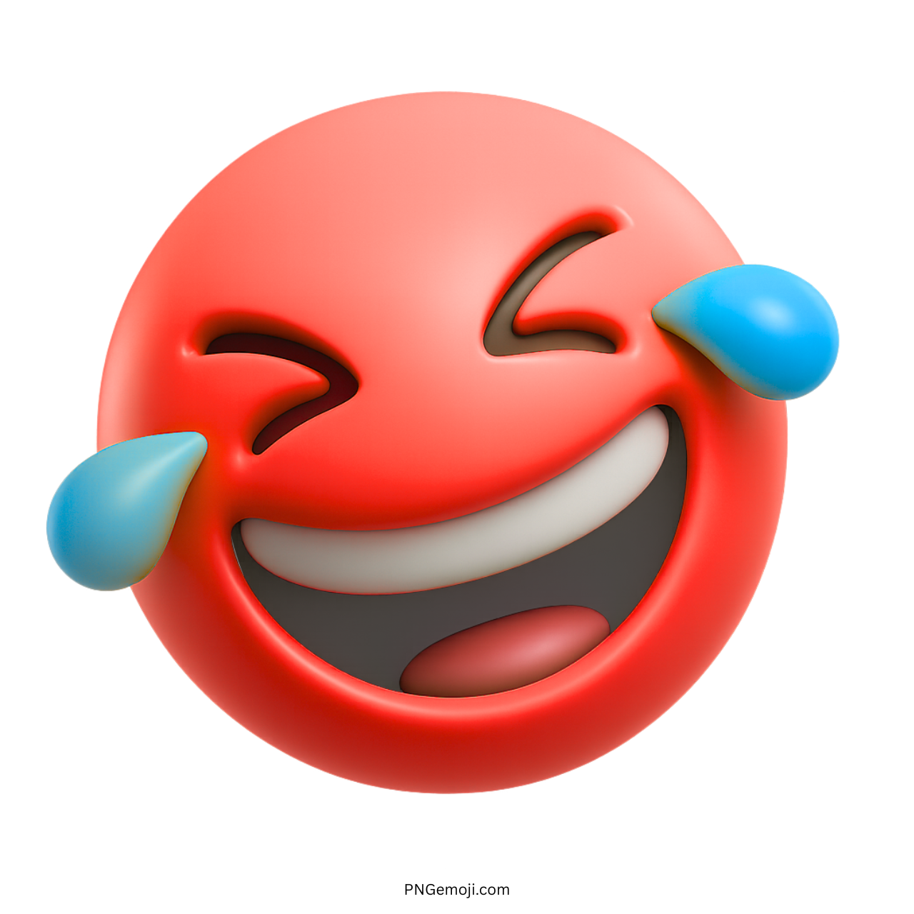 3D red emoji laughing hard with joyful tears and emotional expression