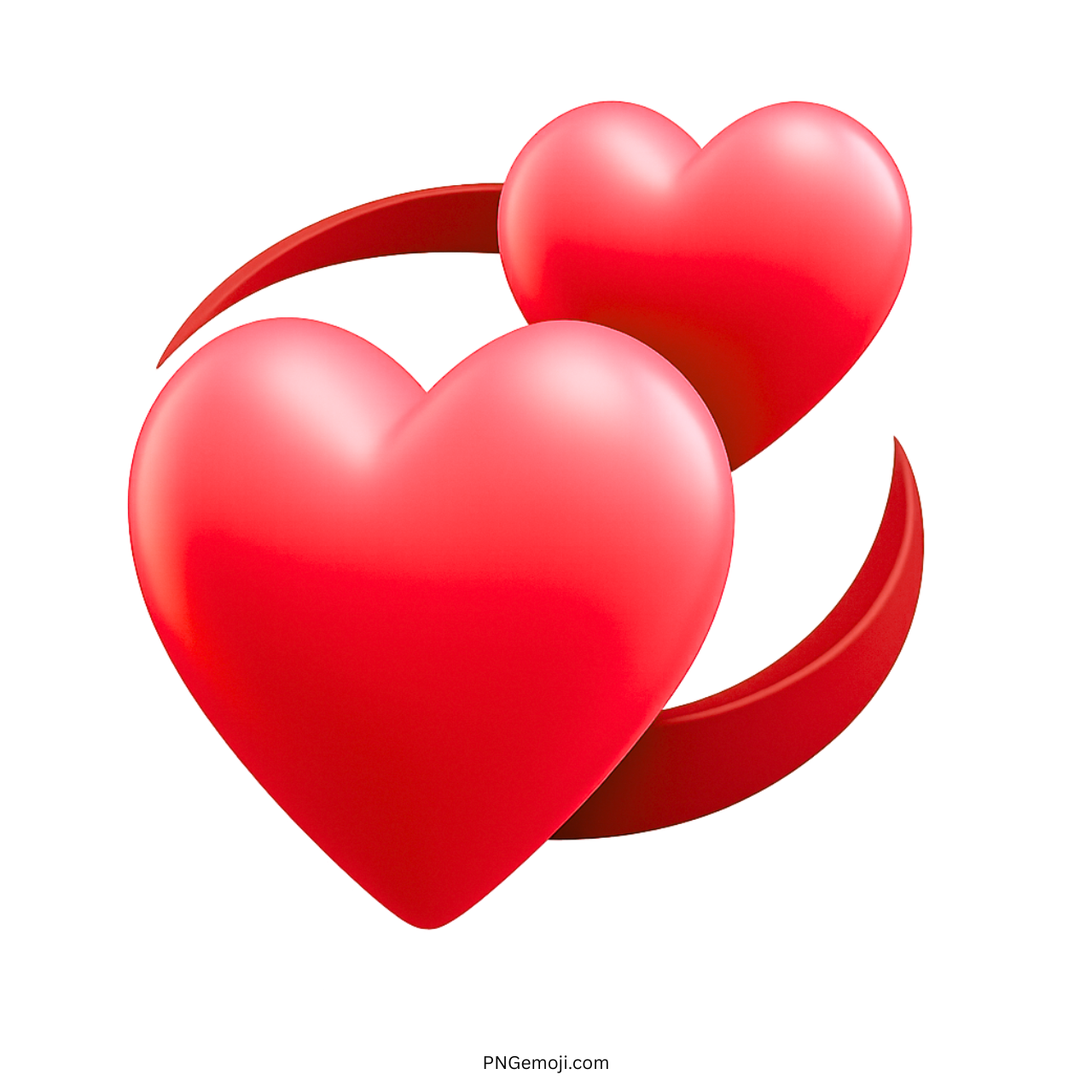 3D red revolving hearts emoji clipart for love, passion, romance, and affection designs