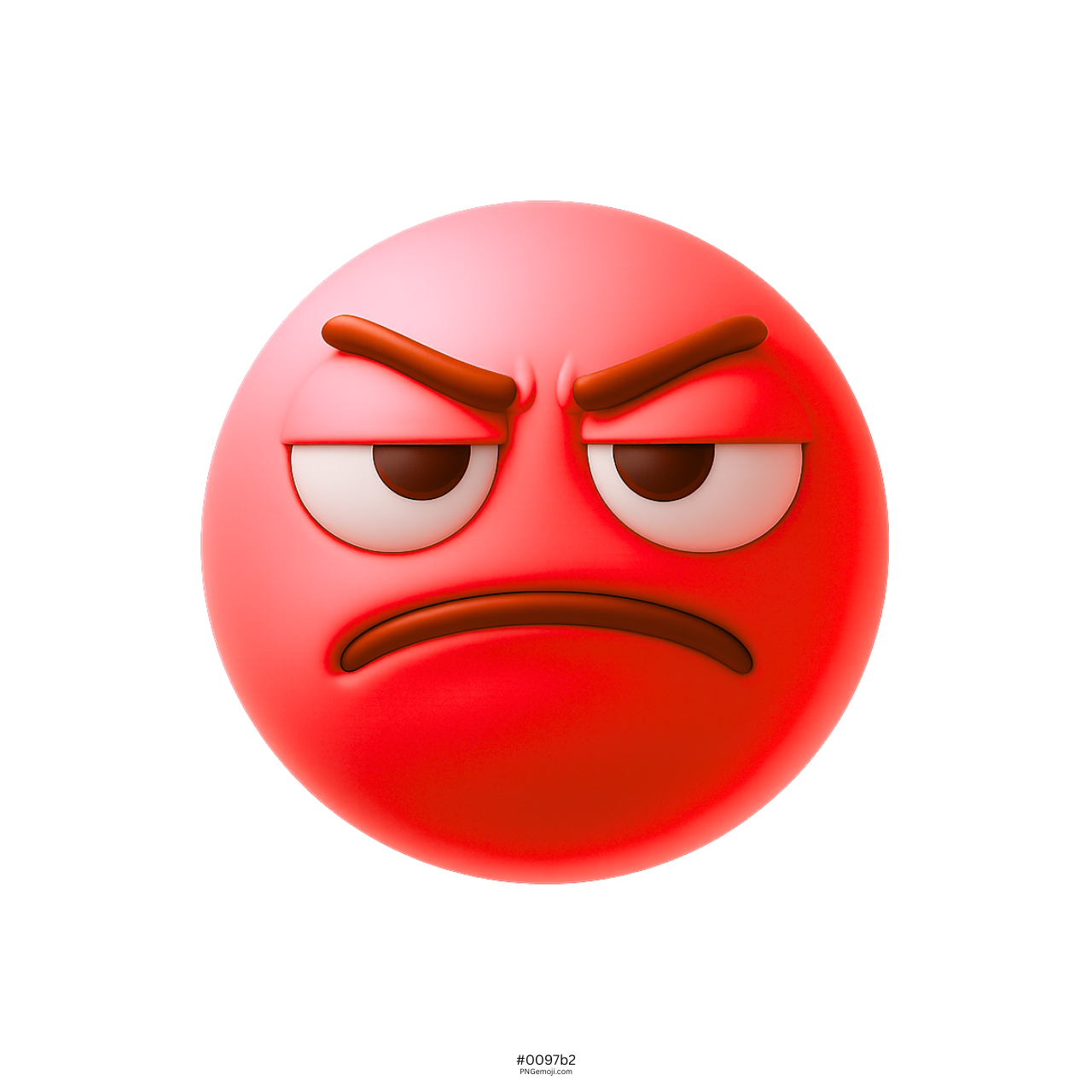 3D red unamused face emoji with frowning mouth and annoyed serious eyes