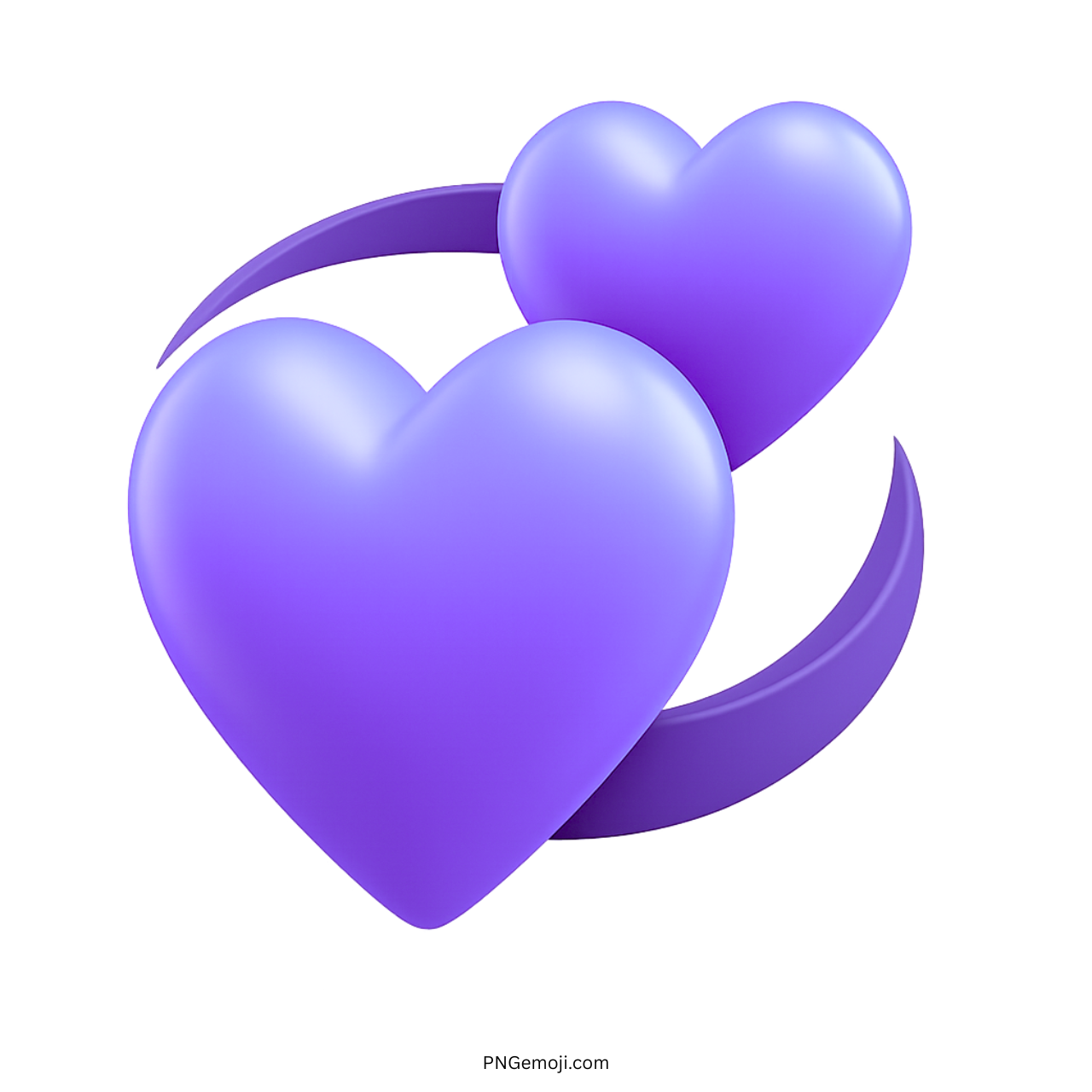 3D purple revolving hearts emoji for affection, loyalty, romance, and digital love