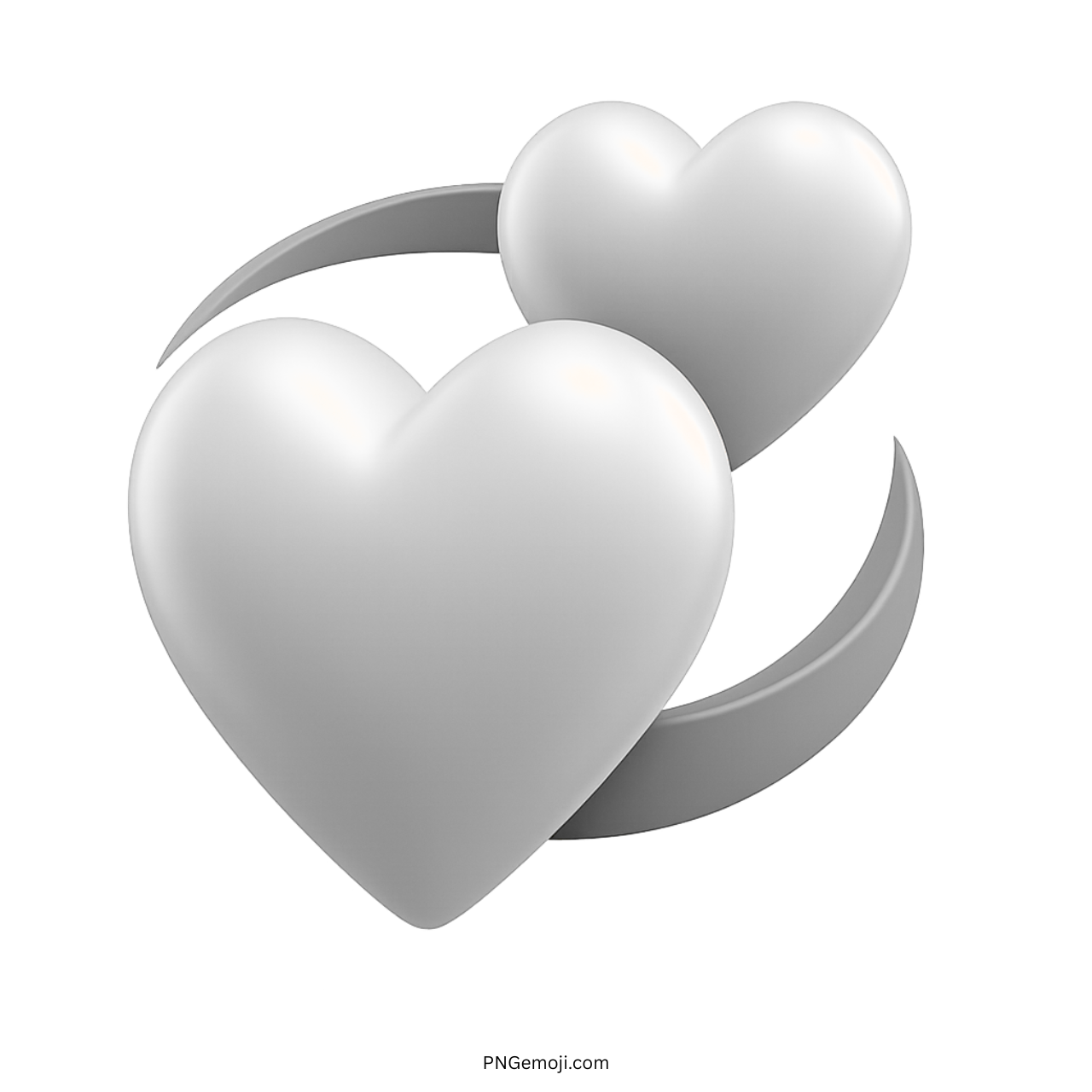3D white revolving hearts emoji showing purity, peace, eternal love, and simplicity