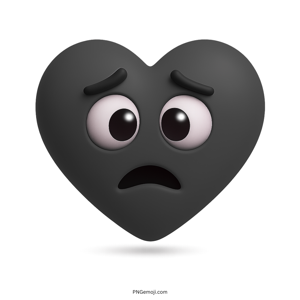 3D sad black heart face emoji showing anxious and heartbroken emotional expression