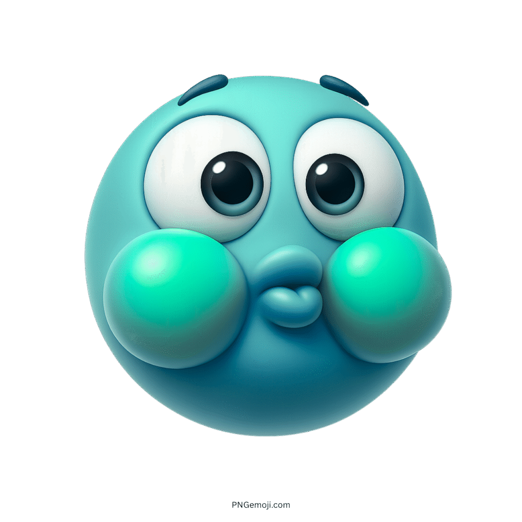 3D blue seasick emoji with puffed cheeks and nauseous cartoon face expression