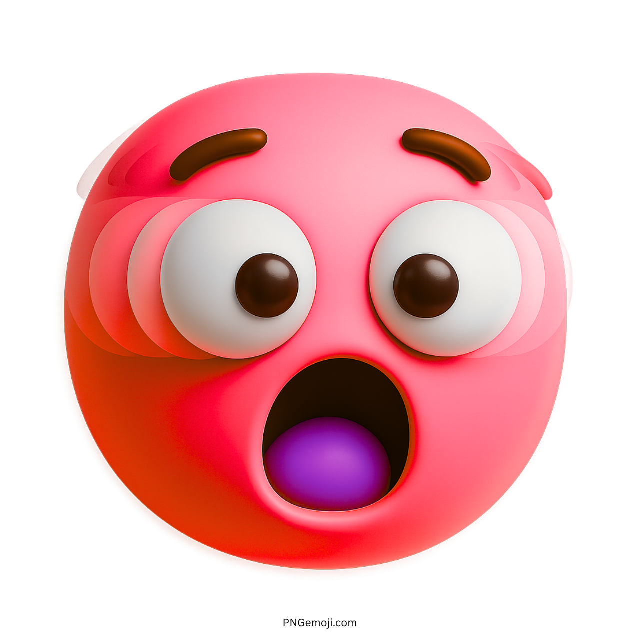 3D shaking face emoji with wide eyes and vibrating effect in pink color