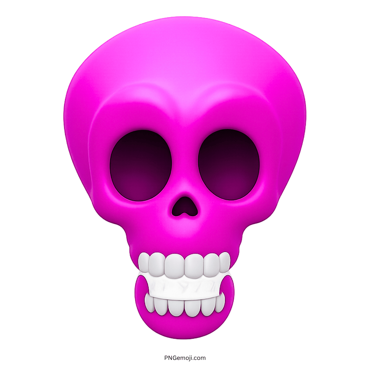 3D shocked skull emoji with pink face and white teeth illustration