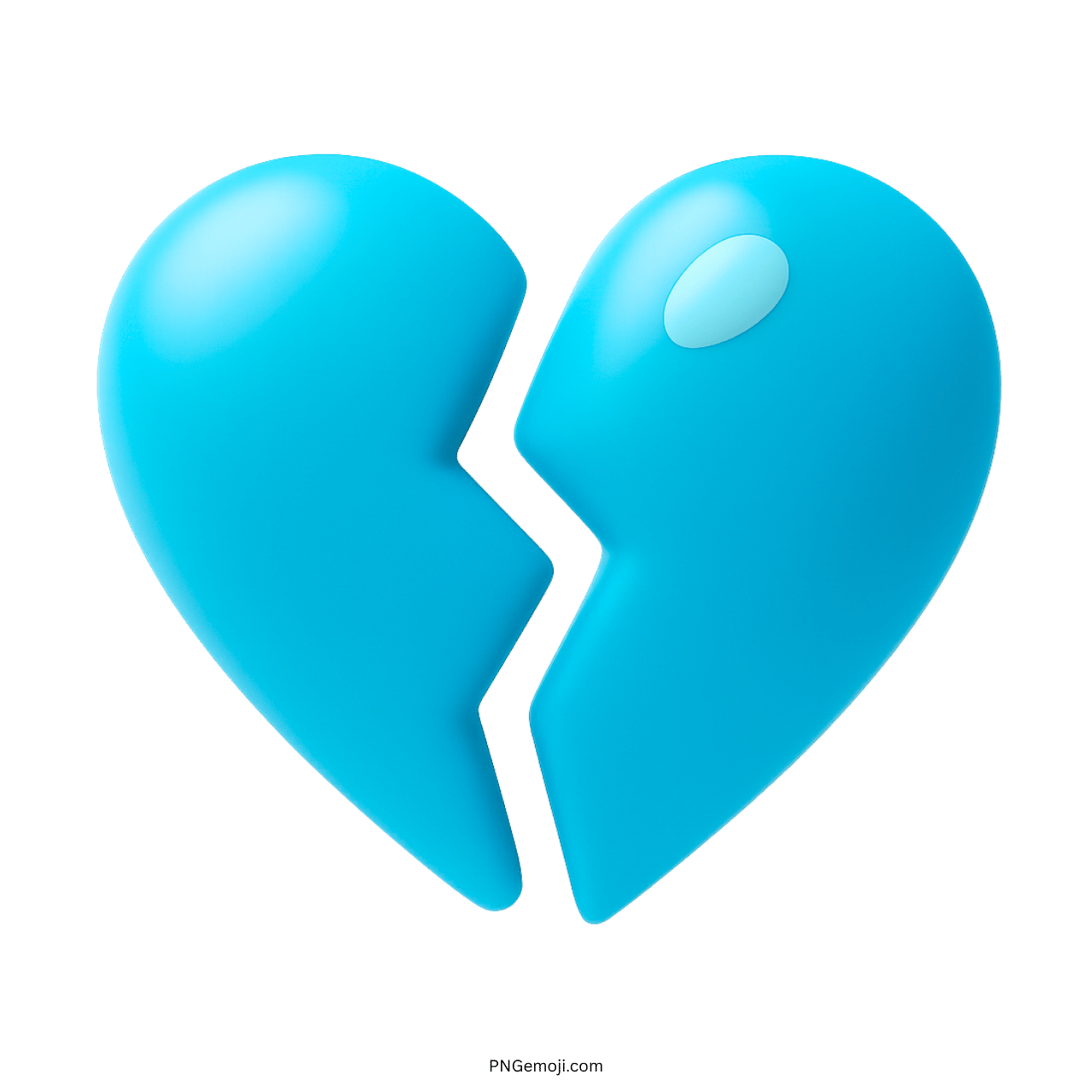 3D sky blue heart break emoji symbolizing emotional pain, heartbreak, and sadness
