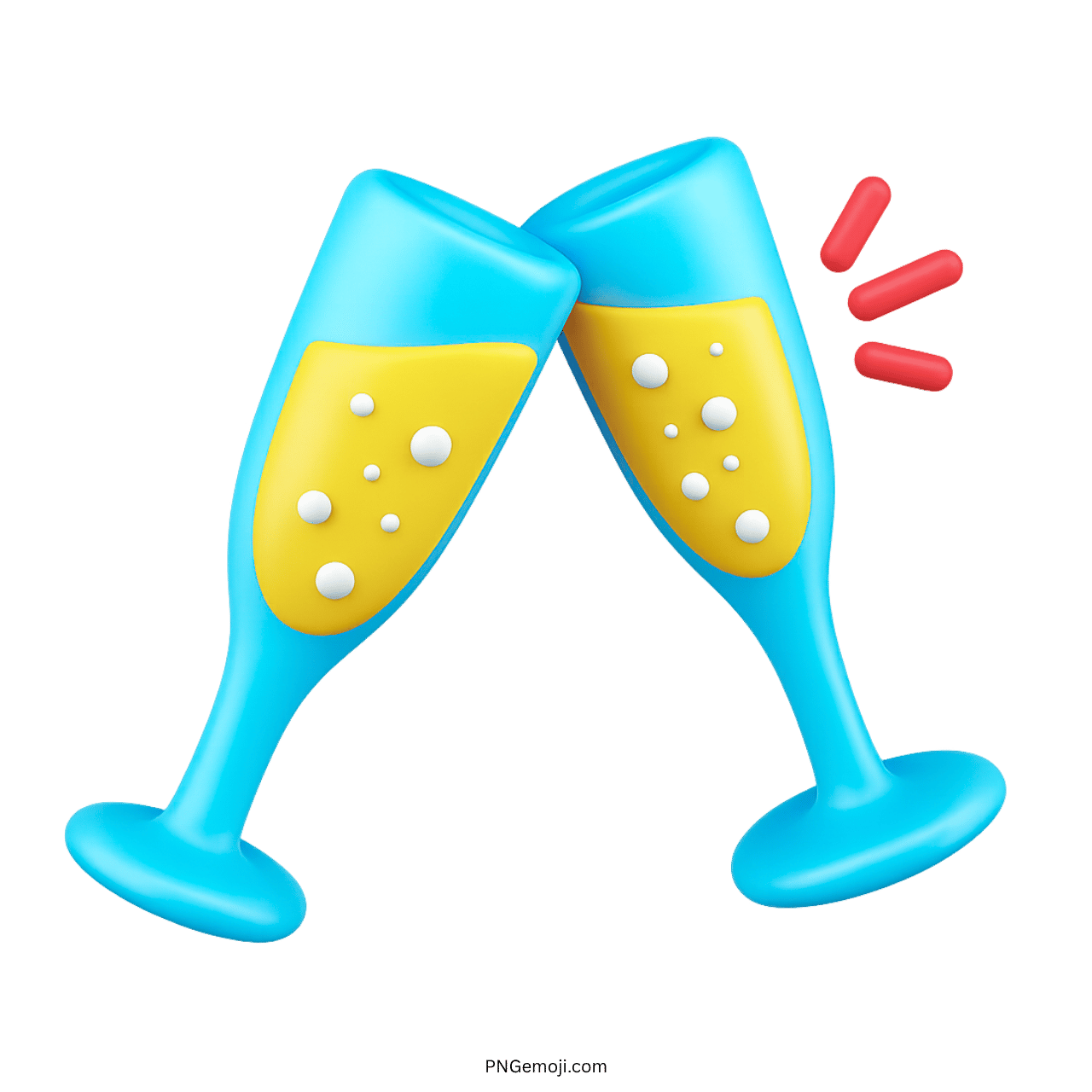 3D sky blue clinking glasses emoji for party, toast, cheers, and festive celebrations