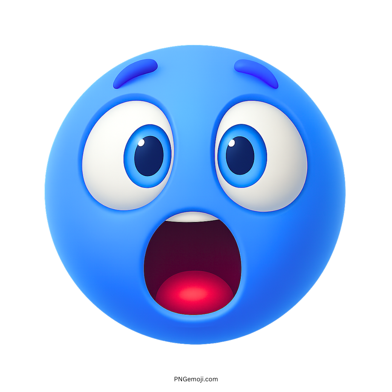 3D surprised emoji with wide eyes and open mouth in shock expression
