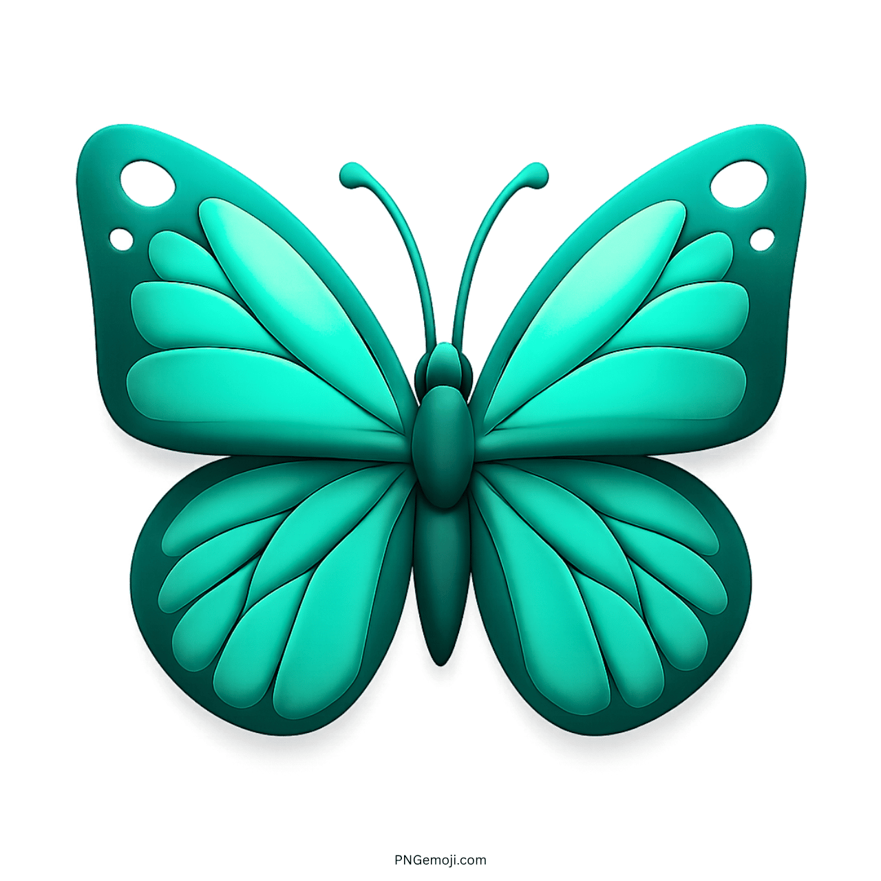 3D turquoise green butterfly emoji with layered wings and transparent PNG background