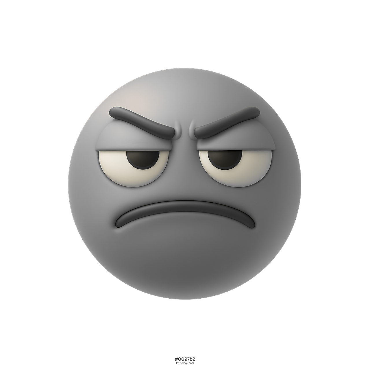 3D unamused face emoji with raised eyebrows and serious neutral expression on gray background