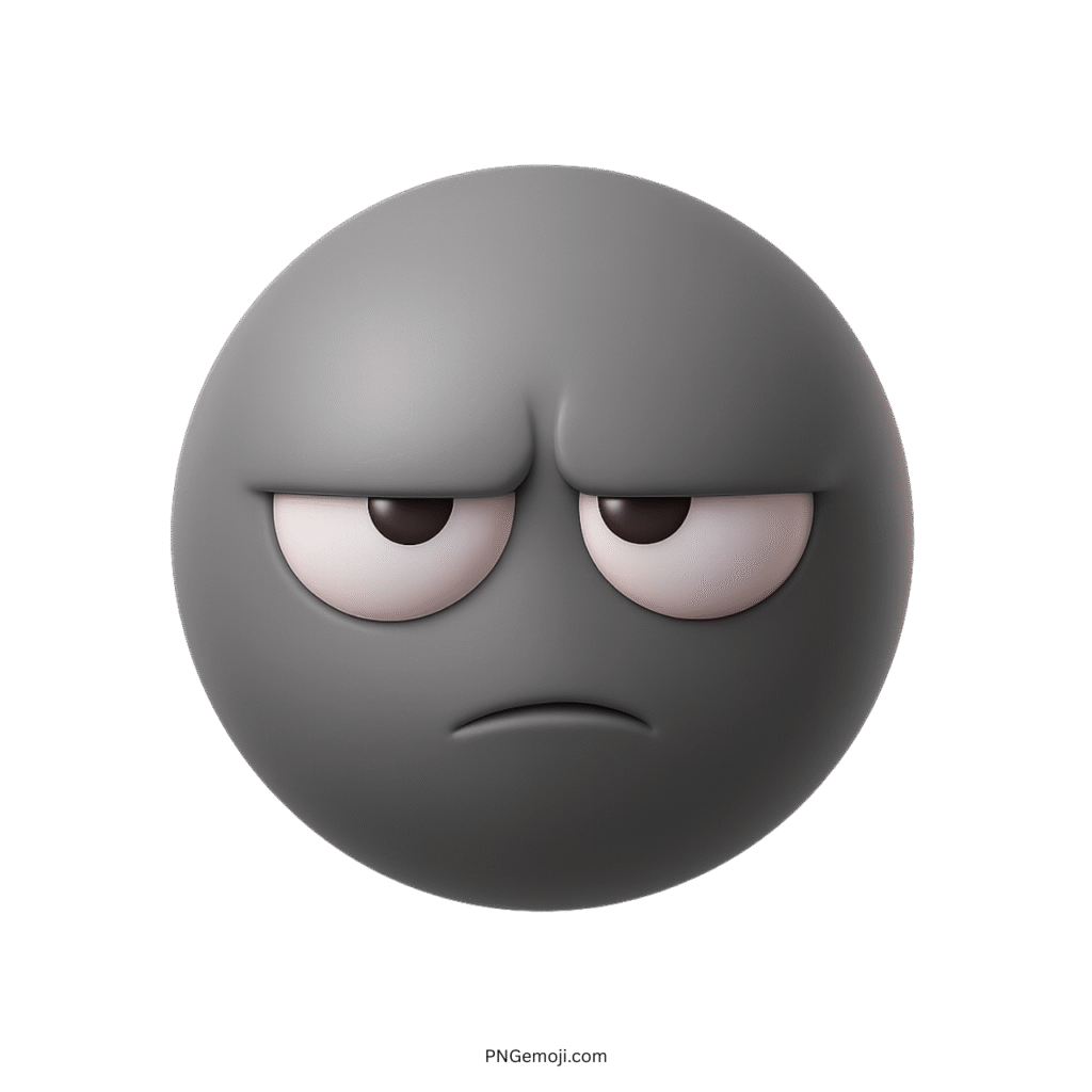 3D unimpressed gray emoji with dull half-closed eyes and neutral face
