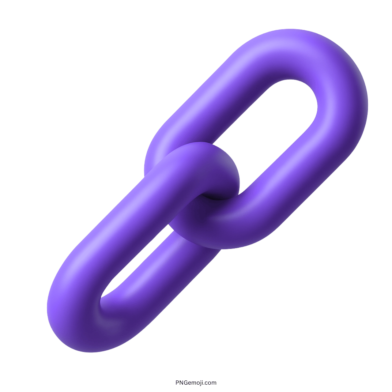3D violet chain link emoji icon with smooth glossy finish and transparent background