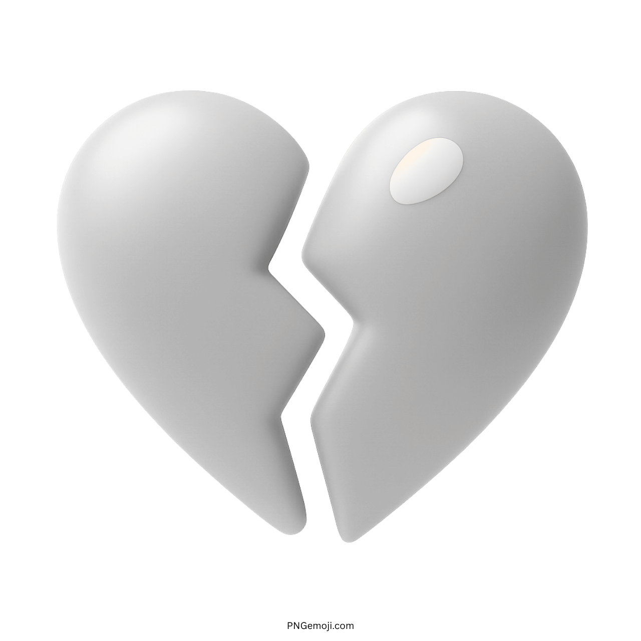 3D white broken heart emoji representing emotional pain, breakup, or love loss feelings