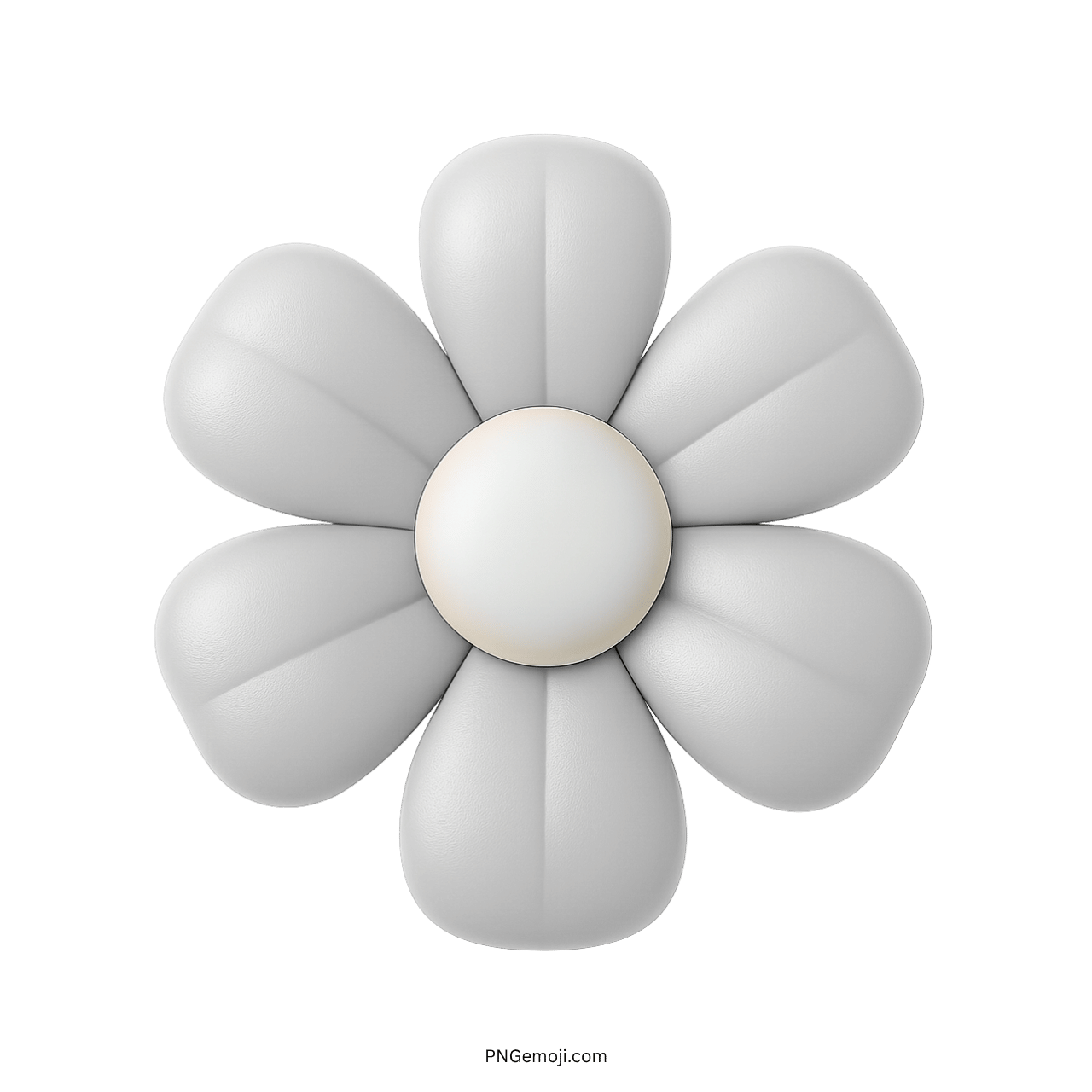  3D white flower icon with soft petals and a white center