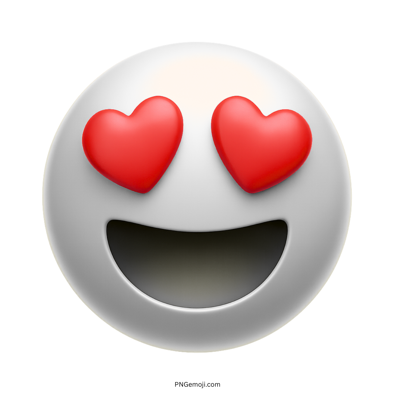 3D white heart eyes emoji smiley face expressing love and happiness in clipart style