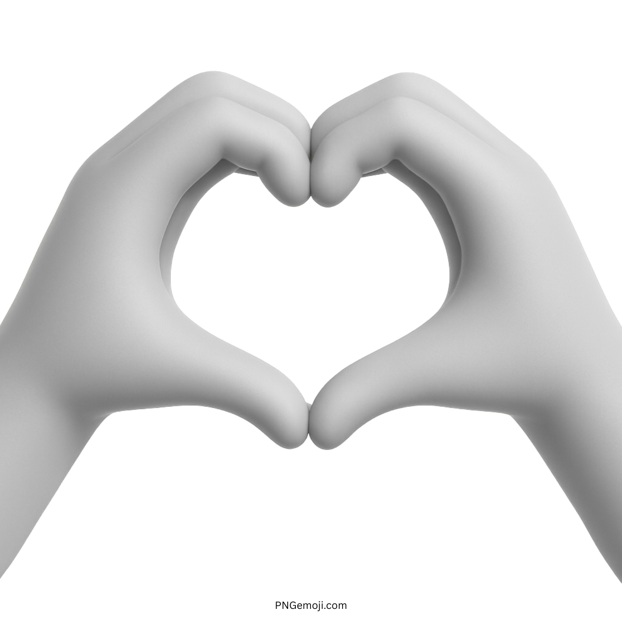 3D white hands forming a heart shape symbolizing peace, purity, and kindness emoji
