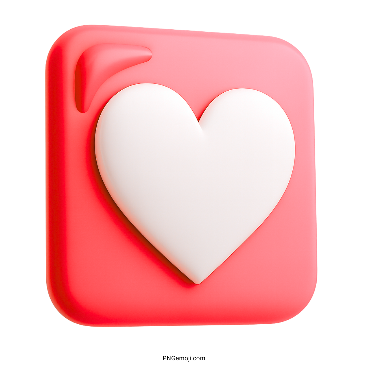 3D white heart emoji on soft red-pink background symbolizing love, passion, and affection