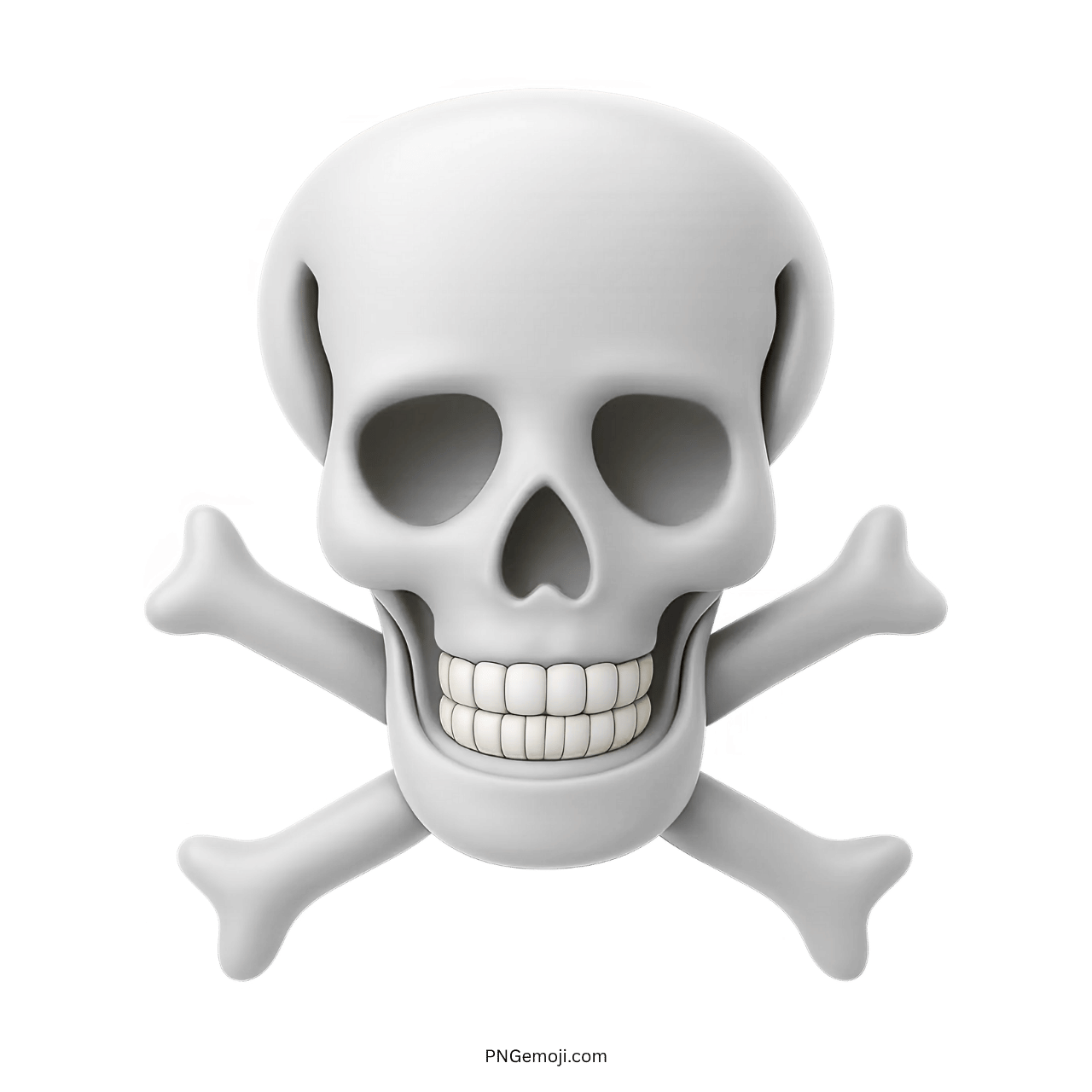 3D white skull and crossbones emoji used to show danger, poison, or caution