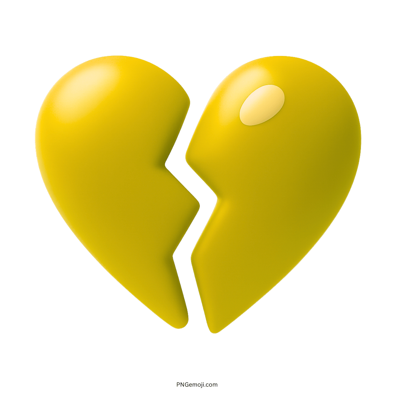 3D yellow heart break emoji symbolizing emotional sadness, lost love, and heartbreak